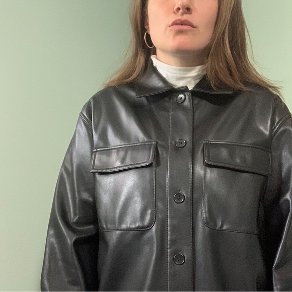 BANANA REPUBLIC faux leather shirt jacket - Picture 5 of 14